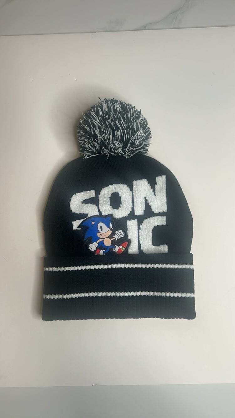 NWOT Sonic The Hedgehog Youth Beanie Cap Hat, Black, OSFM